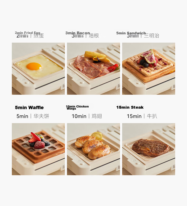 Olayks Sandwich Maker, Breakfast Machine, Waffle Maker, Small Bread Maker, Electric Griddle, Double-Sided Toast Press, Thickened Sealed Edge, Detachable Tray, Free Waffle Plate Included 20