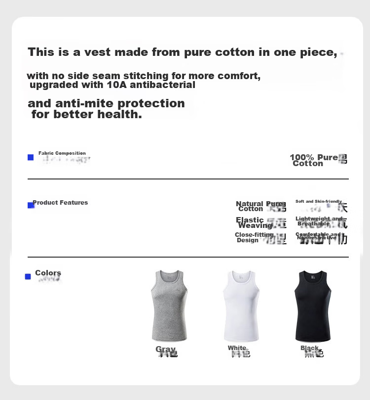 Nanjiren Cotton Tank Top for Men, Spring And Summer Sports Sweat-Absorbing Running Hurdles Breathable Casual Undershirt, 2-Pack 1