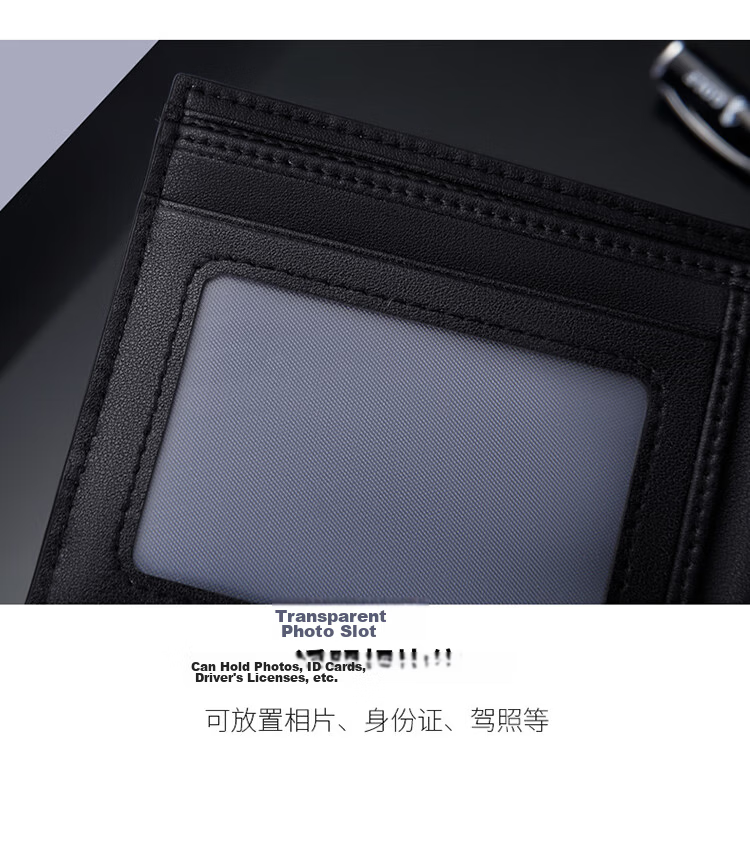 GOLF GOLF Men's Wallet Multi-card Short Wallet Men's Casual Card Holder Retro Printed Large Capacity Leather Clip Horizontal Ticket Clip Business Small Wallet 5V786386J Black 27