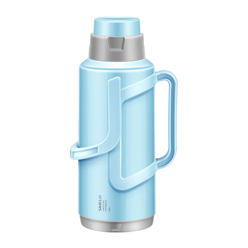 SIMELO Insulated Glass Liner Thermos Flask Hot Water Bottle Dormitory Kettle 3.2L Elegant Blue