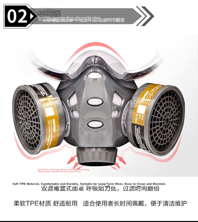 Anshuangli Full Facepiece Gas Mask Integrated Protective Respirator for Spray Painting Industrial Dust Smoke Toxic Gas Oxygen Protection 3