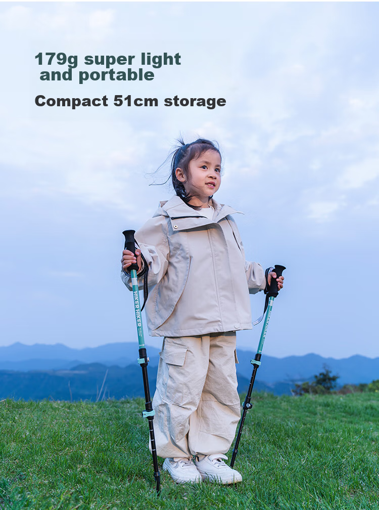 Pelliot [Qingyi AL] Children's Outdoor Trekking Pole, Aluminum Alloy Telescopic Hiking Stick, 166036026 Gree 8