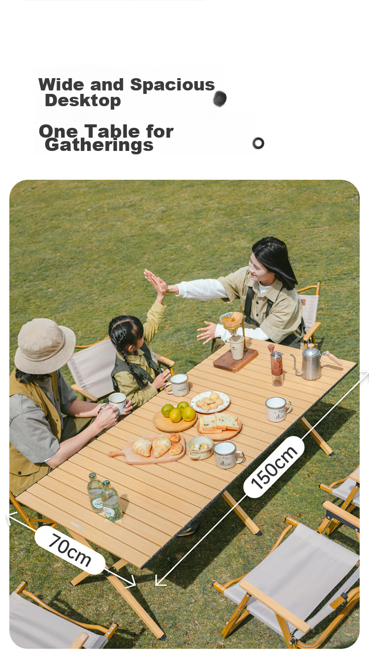 Naturehike Nuoke Xingjian L01 Egg Roll Table, Aluminum Alloy Camping Table, Outdoor Folding Table, Picnic Table, Oak Color, Large Size 9