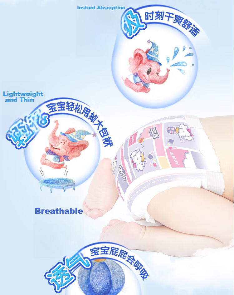 Anerle [No Carbamide] Ultra-Soft Leak-Proof Diapers M40 Pieces (6-11kg), Ultra-Thin Breathable Nappies 4
