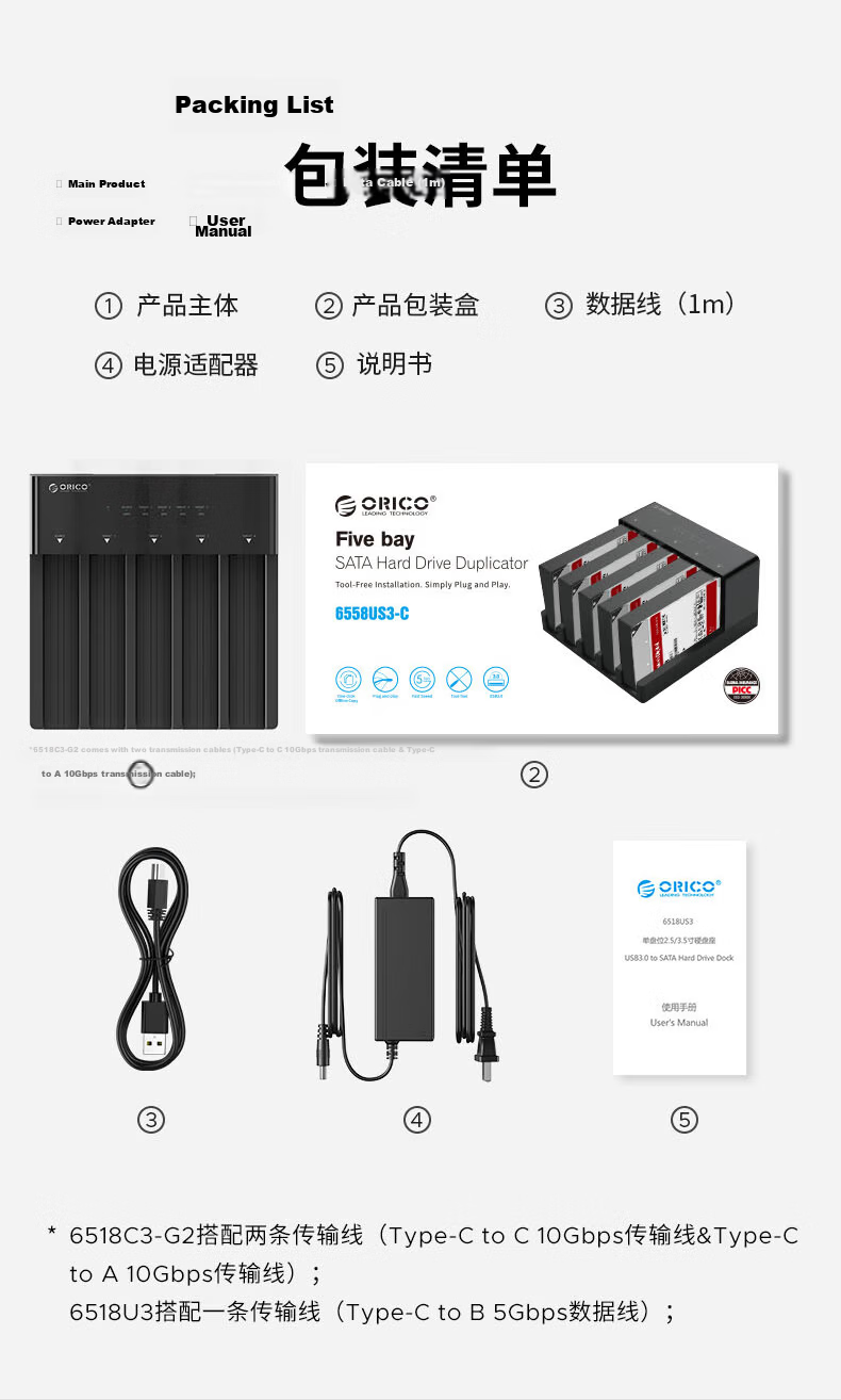 ORICO External Hard Drive Dock USB 3.0 Offline Clone 2.5/3.5 Inch SATA/SSD HDD Dual Bay 6528US3-C 15