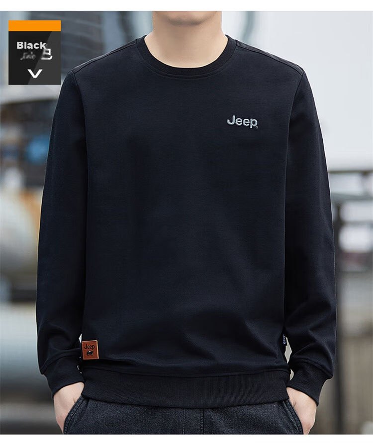 JEEP Men's Sweatshirt, Spring And Autumn Trendy Loose Long-Sleeve T-Shirt, Men's Base Layer Clothing, Royal Blue, Size L 18