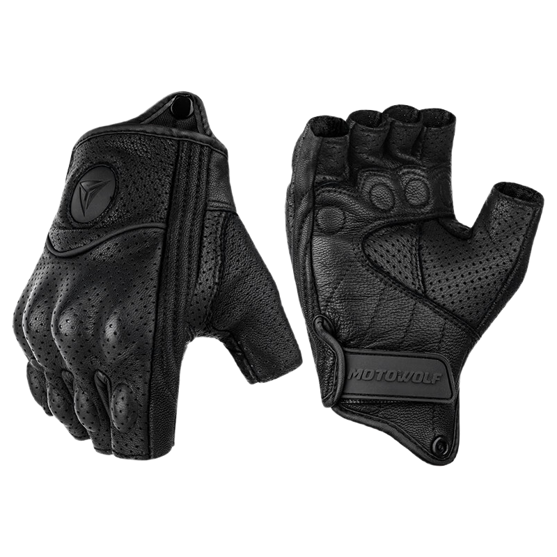 MOTOWOLF Motorcycle Gloves Summer Half-Finger Genuine Leather Four-Season Vintage Breathable Anti-Fall Riding Gear