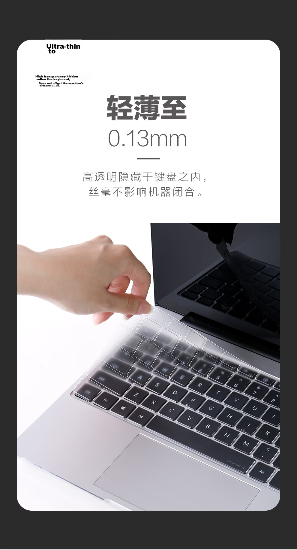 Jichuan Huawei MateBook X Pro Keyboard Cover 2021 Model, 13.9-Inch Laptop Keyboard Protector, TPU Ultra-Thin Transparent Invisible Dust-Proof Film, Waterproof Cover 5