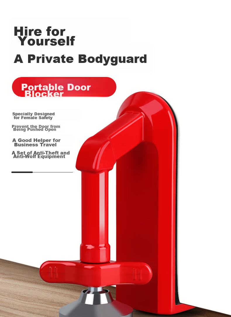 Etravel Door Stopper Travel Strong Door Blocker Card Door Opener for Women's Self-Defense Anti-Theft Essential Device Hotel Guesthouse Home Portable Safety Lock Door Stopper China Red 2