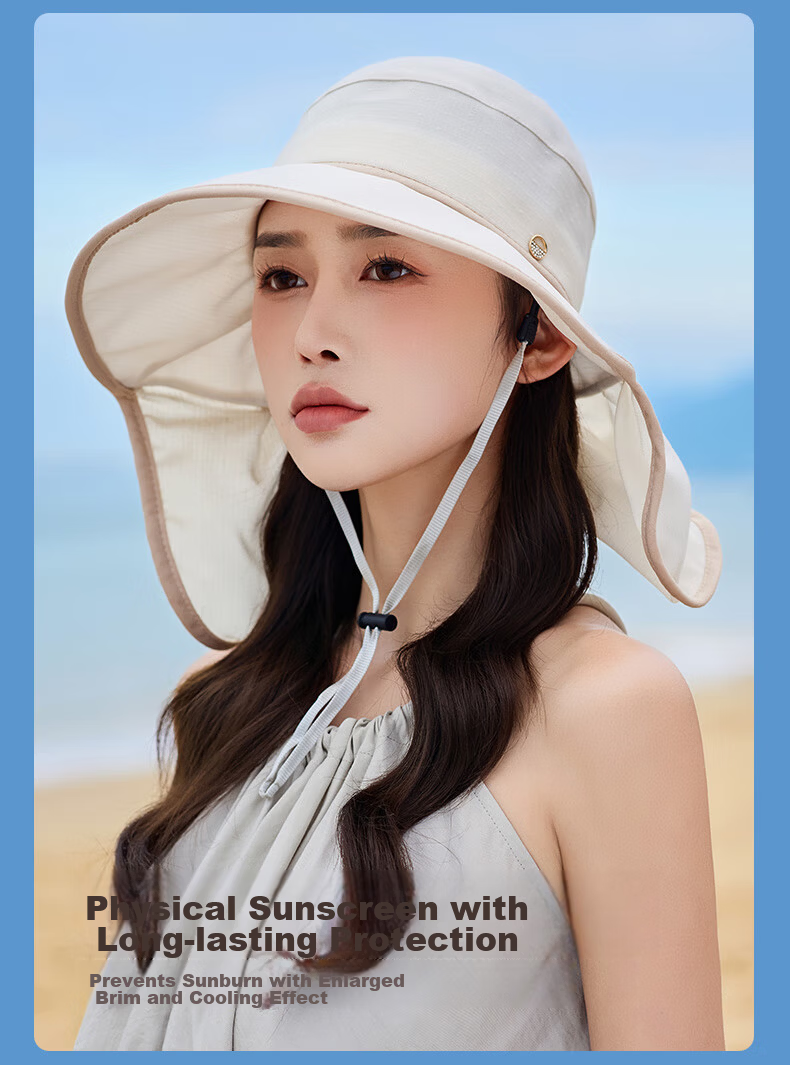 TUCANO Sun Protection Hat for Women, Detachable Visor Hat with Neck Guard, Outdoor Face-Covering UV-Resistant Hat for Summer Tea Picking 9