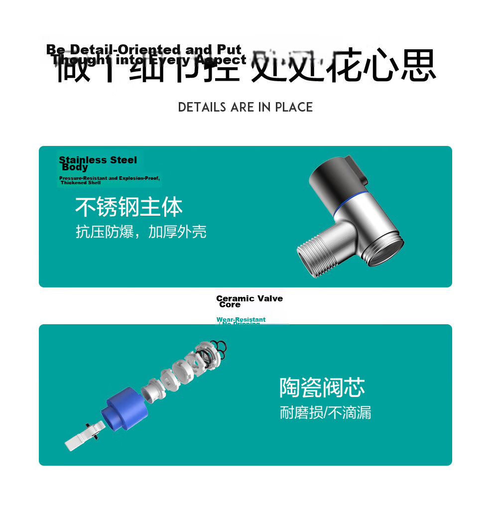 MICOE Washing Machine Faucet 4 Stainless Steel Angle Valve Tap Auto Shut-off M-SZ04K-1 (Gun Gray) 11