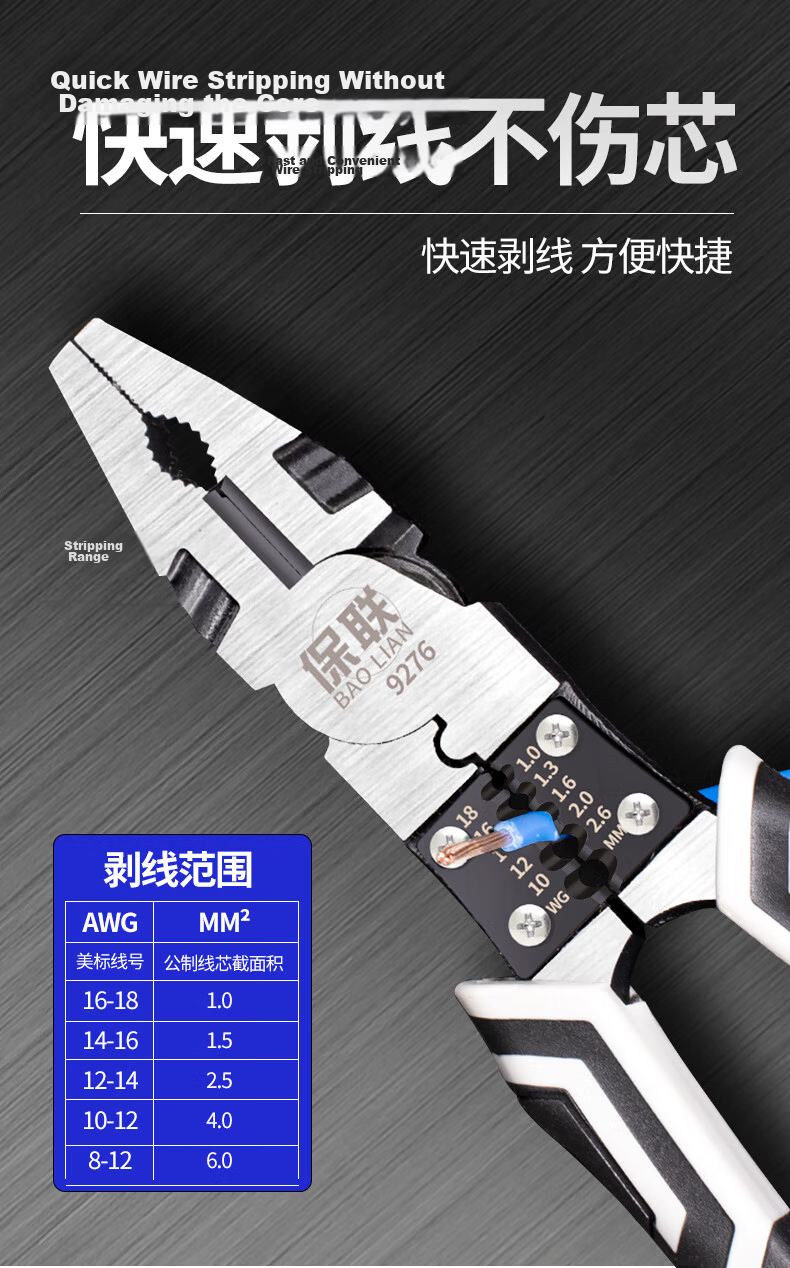 Baolian Diagonal Cutting Pliers, Electrician's Pliers, 7.5-Inch Diagonal Pliers, Household Pliers, Labor-Saving Multifunctional Wire Cutters, Water Pliers 4