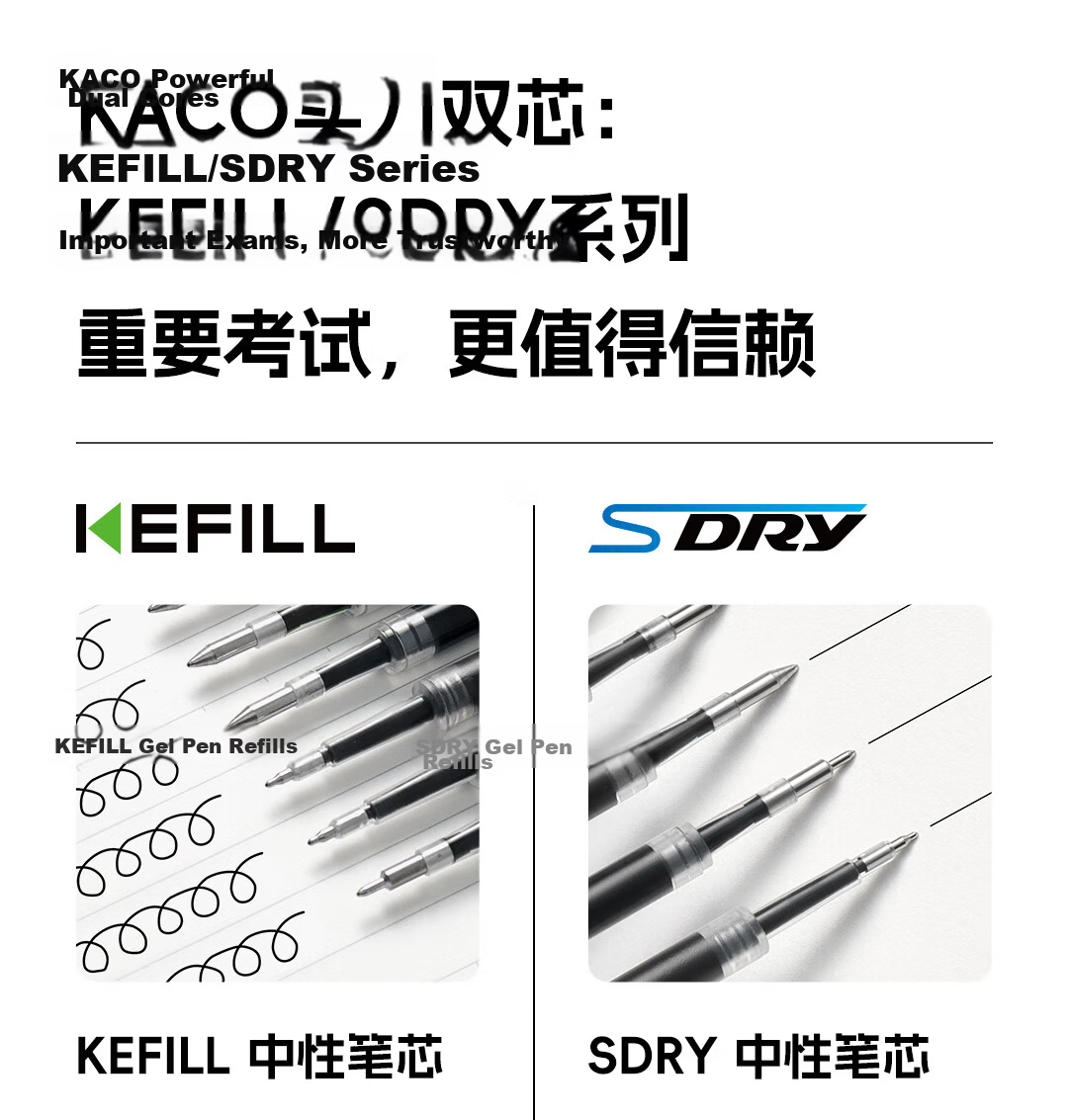 KACO Large Capacity Neutral Pen Refills, 0.5mm, Blue-Black (Bullet Tip), 5 Pieces in OPP Bag 4