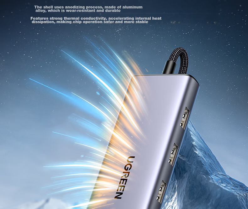 UGREEN Type-C Expansion Dock, USB Hub, HDMI/VGA Port Adapter, Card Reader, Compatible with Apple MacBook Air, Huawei, Lenovo Laptops 27