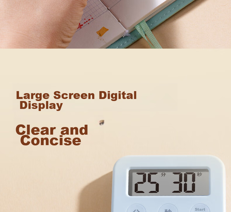 Deli Visual Timer, Student Self-Discipline Time Management Tool, Kitchen Timer, Baking Timer, Children's Birthday Gift, White LE258 7