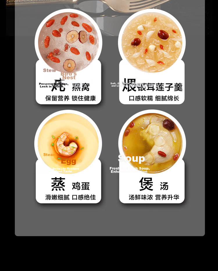 JD Original Ceramic Stew Pot [Traditional Earthenware], Steamed Egg And Baby Food Pot with Lid, Free Spoon Included, Earthenware 450ML White 2-Pack 4