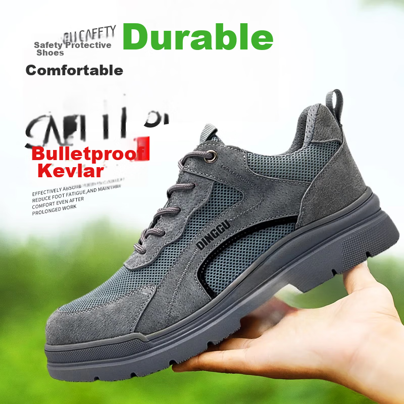 Dinggu Men's Safety Work Shoes Anti-Smash Anti-Puncture Lightweight Steel Toe Construction Shoes Four Seasons 1101huiW43