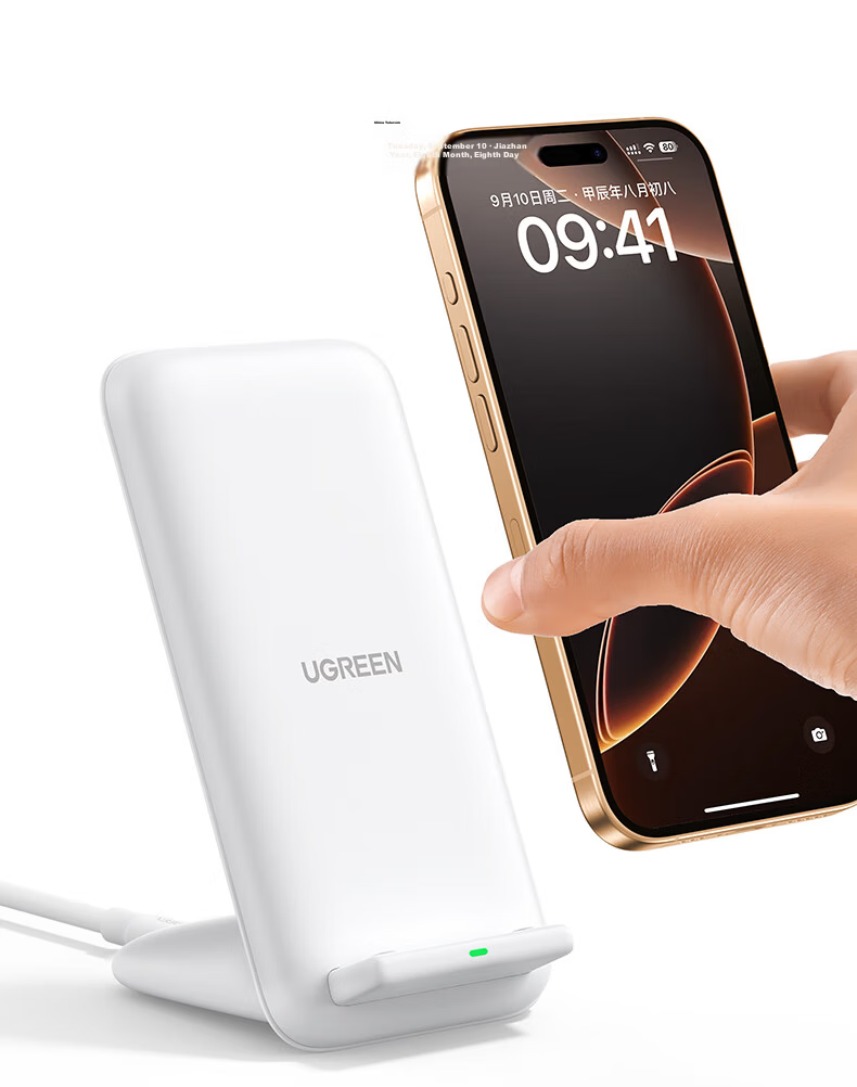 UGREEN Wireless Charger Stand for Apple iPhone 18/17/16/15/14/13/12/Pro Max, Vertical Fast Charging Dock, 15W Huawei Phone and Earphone Charger 2