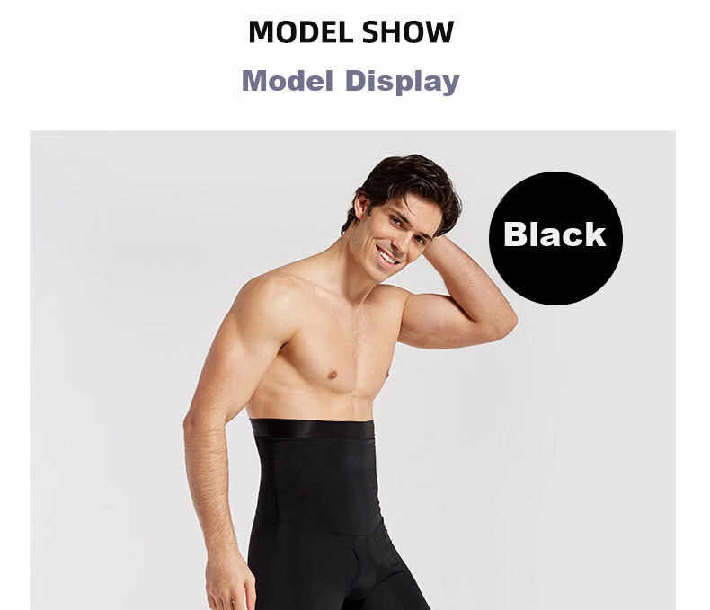 LangSha Men's Tummy Control Shorts, Breathable Fitness Slimming High-Waisted Shapewear, Slimming Waist Trimmer Pants, Black, XXL 22