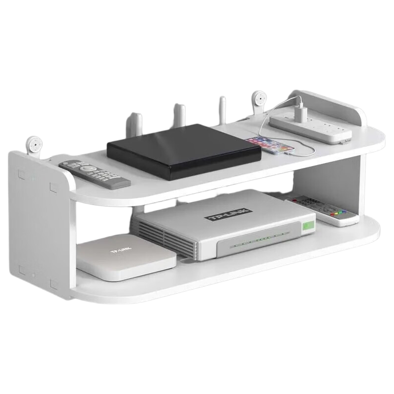 Miaomei WiFi Wall TV Mount, Wall-Mounted Set-Top Box Router Bracket, Storage Box, No Drilling Required, Support Stand