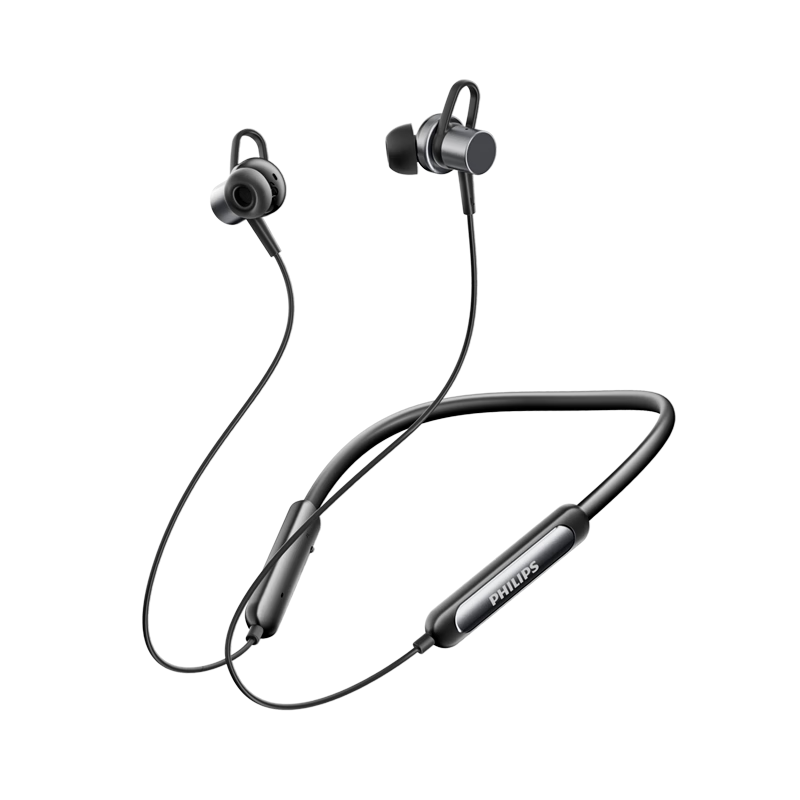 PHILIPS True Wireless Bluetooth Earphones Neckband Running Sports Music Gaming Call Noise Cancelling Semi-In-Ear Magnetic Long Battery Life Compatible with Apple Android Huawei Phones TAN1020-White