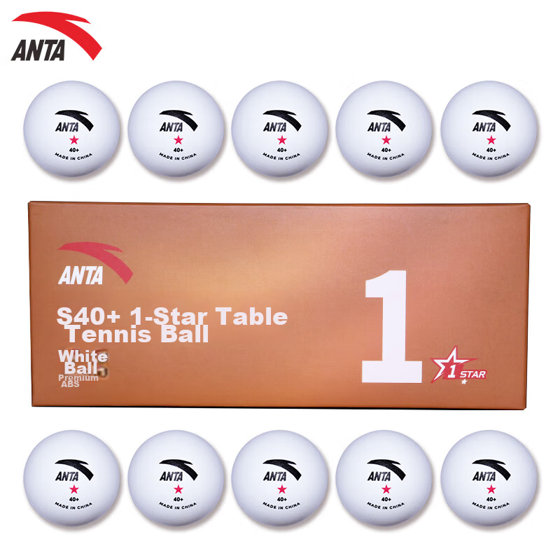 Anta 1-Star White Table Tennis Balls (Jingcang Fast Delivery & Pack of 10) S40+ 1-Star White