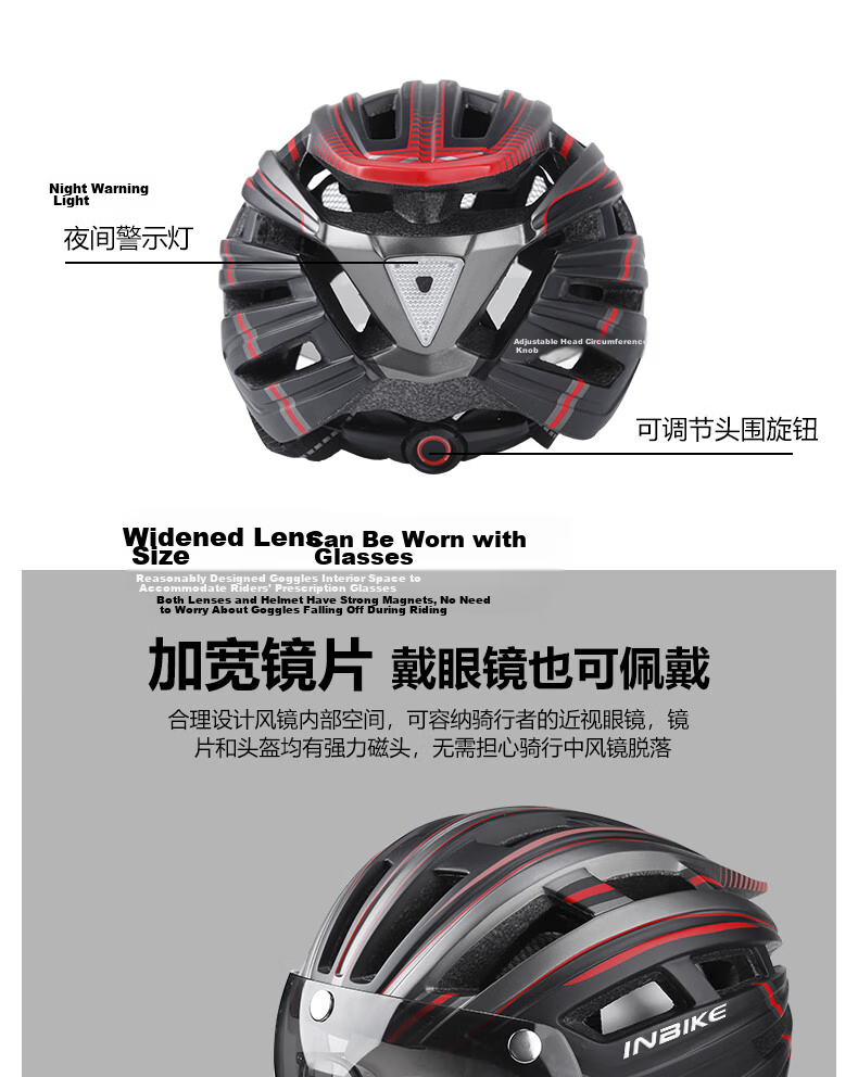 Inpeak Mountain Road Bike Helmet with Integrated Windshield Unisex Safety Cycling Cap Equipment 3