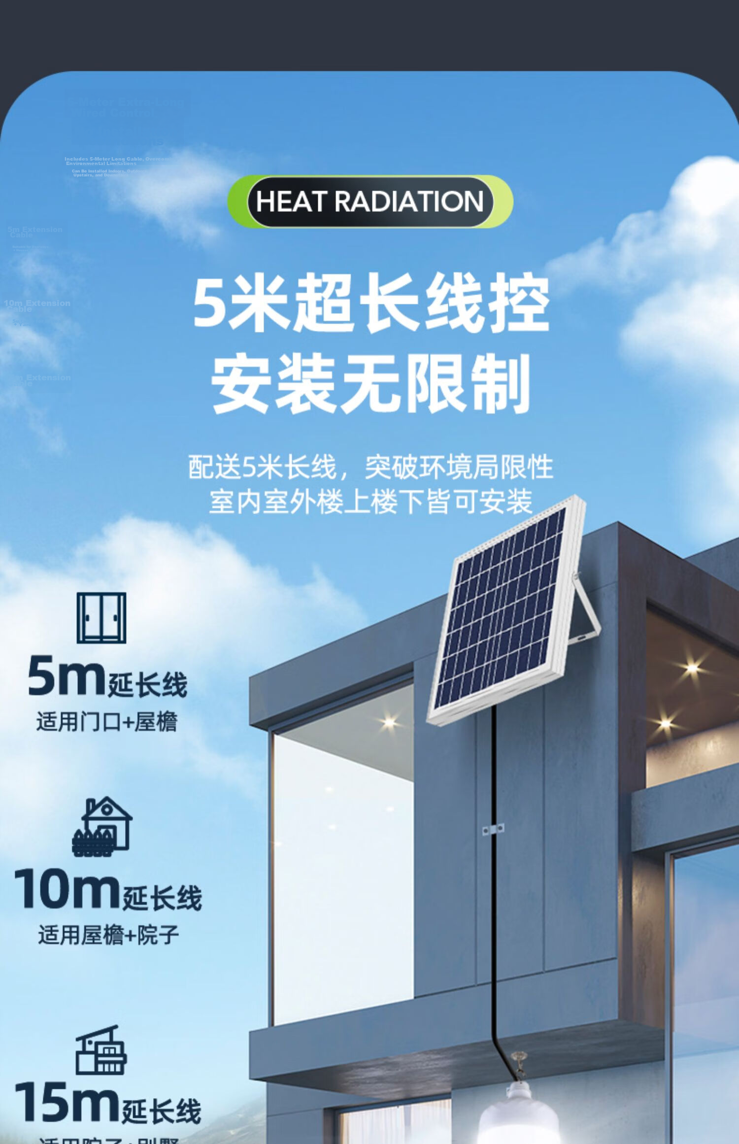 Solar Outdoor Garden Light High-Power Waterproof Motion Sensor Pendant Lamp for Yard and Indoor Use 24