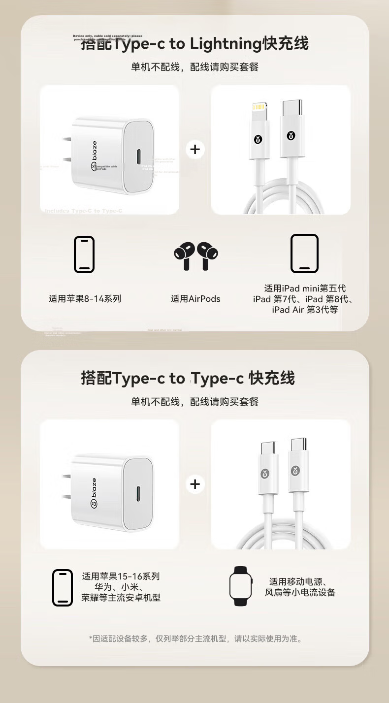 BIAZE 3C Certified PD30W GaN Charger Set with Fast Charging Head, Type-C Data Cable Compatible with 20W for Apple IPhone 17/16/15 Pro Max, Huawei, Xiaomi Phones 7