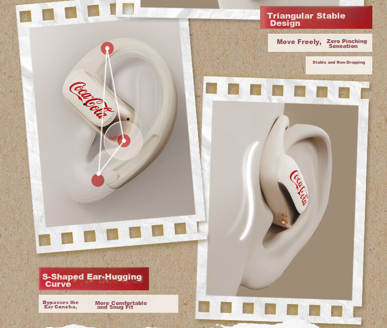 Coca-Cola [2026 Latest Model | Cloud Comfort] T32 Bluetooth Earhook Wireless Bone Conduction Open-Ear Sports Running Long Battery Life Headphones 7