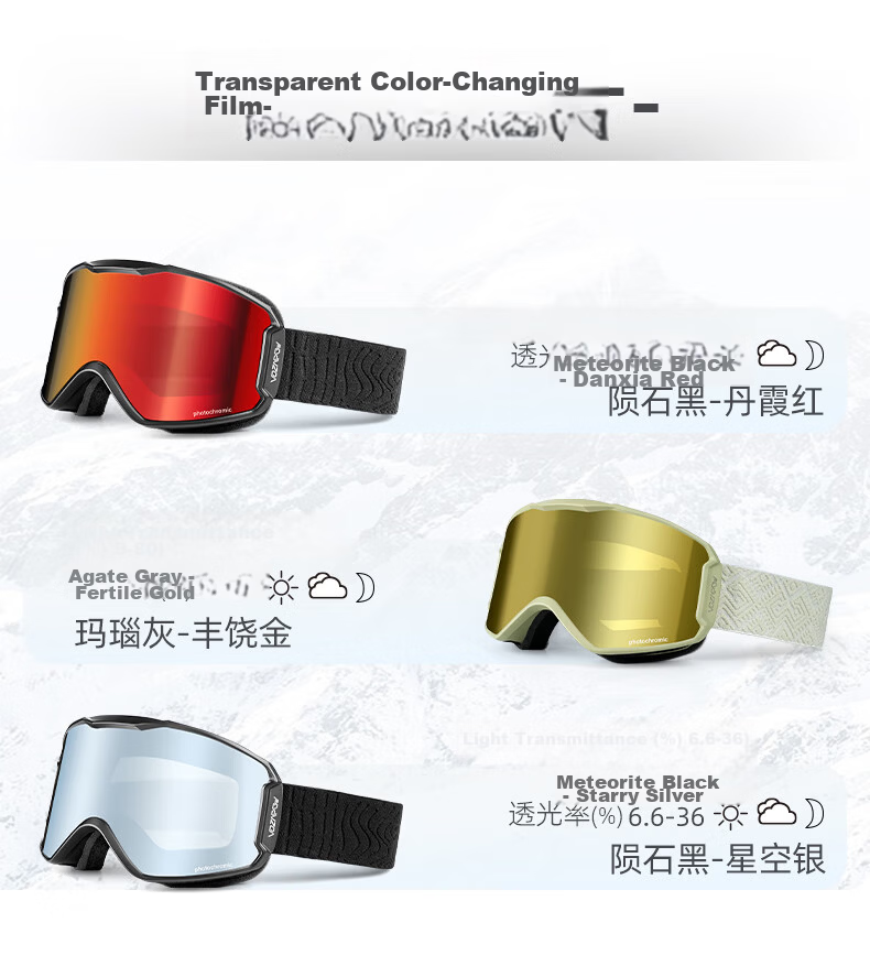 VOZAPOW Magnetic Ski Goggles with Double-Layer Anti-Fog Coating, High-Definition Snow Protection, And Anti-Glare Lenses for Men And Women with Prescription Lenses 15