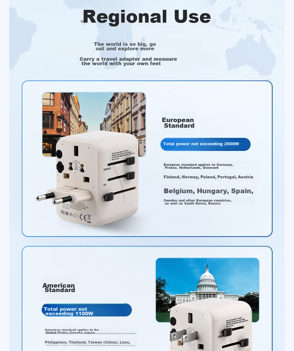 Jingxuan JINGDONG, Own Brand, Global Multi-Country Travel Adapter Plug, Universal for Overseas Travel/Study Converter, Suitable for UK/EU/Australia/Japan/Hong Kong Standards 8