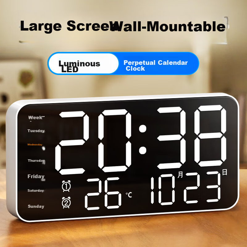 BBA Large Screen Electronic Clock Desktop TV Cabinet Pendulum Table Living Room Wall-mounted Smart Digital Alarm Clock
