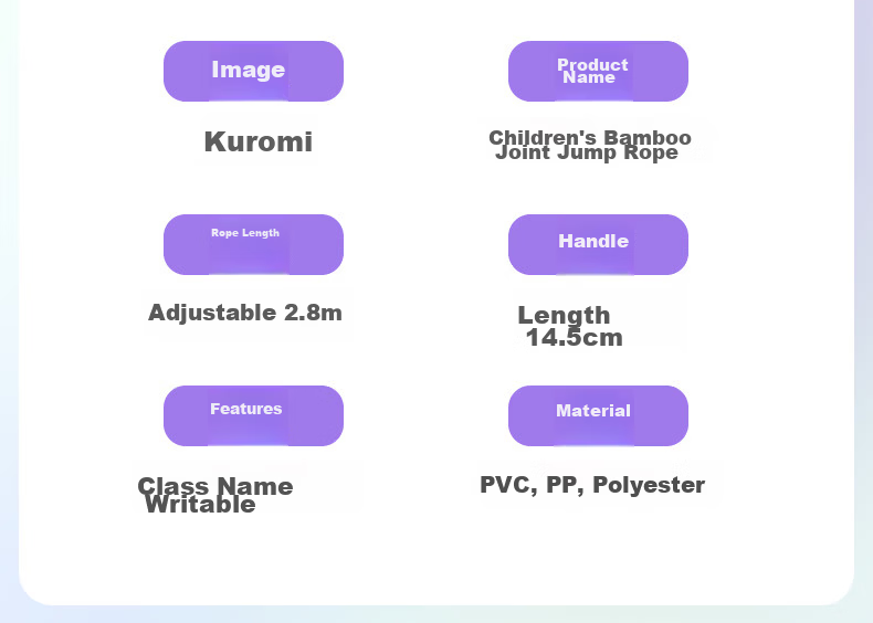 Mesuca Kids Jump Rope Kindergarten Primary School Exam Rope - Kuromi Children's Bamboo Joint Jump Rope 11