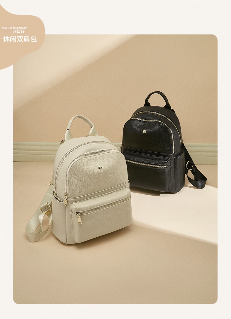 FOXER Leather Women's Backpack Large Capacity School Bag Sports Travel Bag Luxury Girlfriend Birthday Gift 3