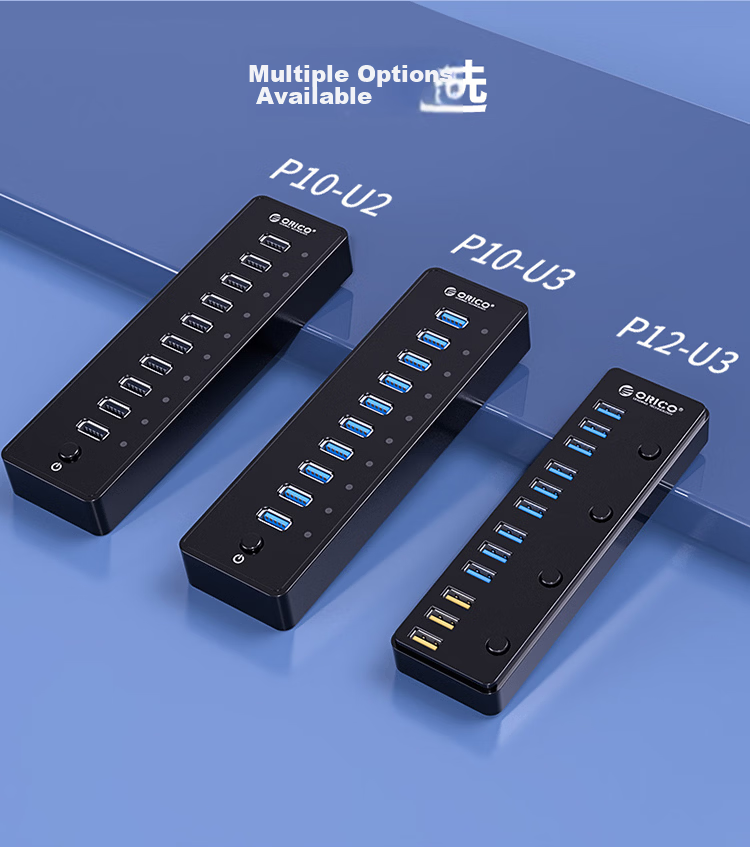 ORICO USB 3.0 Hub, High-Speed 7-Port Expansion Dock, Laptop Multi-Port Adapter, with 12V Power Supply H7928 13