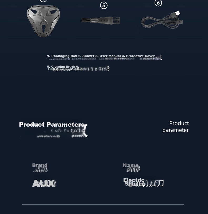 AUX Electric Rechargeable Portable Shaver 10W High Power Rotary 3-Blade Razor Gift for Boyfriend 32