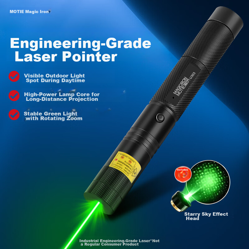 MOTIE U303 Laser Pointer JD Self-operated High Power Engineering Construction Site LCD Screen Green Light Long Range Outdoor Laser Desert Star Pointer Infrared Laser Flashlight Rechargeable