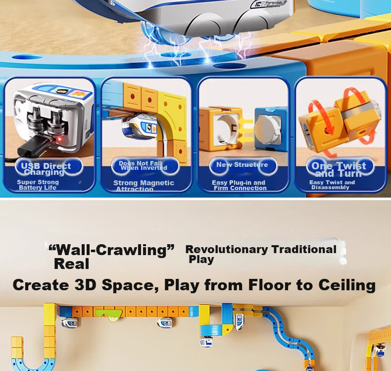 SHANGYUN Children's Toy Car for Boys, Anti-Gravity Track Roller Coaster, Educational Assembly DIY Train, Birthday Gift for Ages 3-6, 10 12