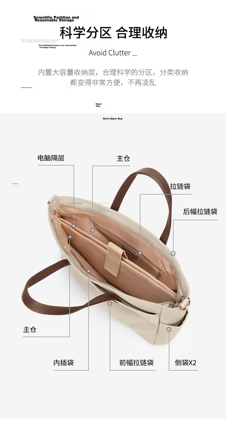 GOLF 14-inch Laptop Bag for Women Handheld Notebook Apple Huawei Shoulder Crossbody Business Briefcase for Travel and Commuting 15