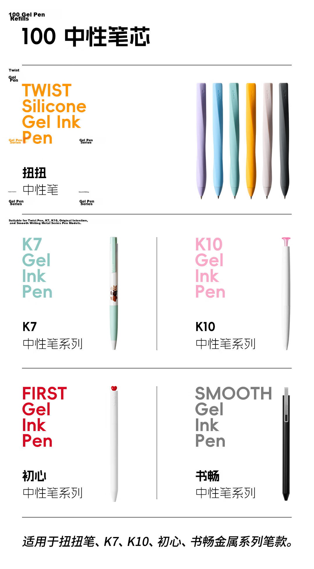 KACO Large Capacity Neutral Pen Refills, 0.5mm, Blue-Black (Bullet Tip), 5 Pieces in OPP Bag 12