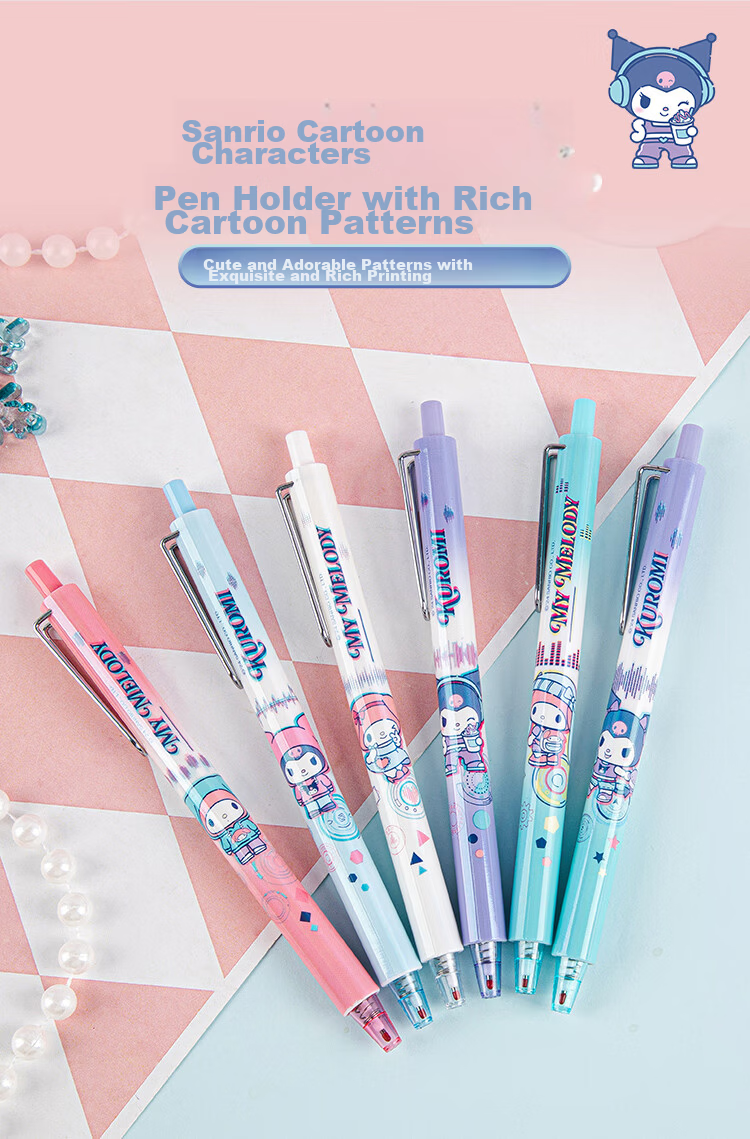 GuangBo & Sanrio Push-Button Blind Box Gel Pen, Black 0.5mm Smooth ST Tip Exam Pen Writing Pen Signature Pen 1 Piece, Stationery Gift KT82204 2
