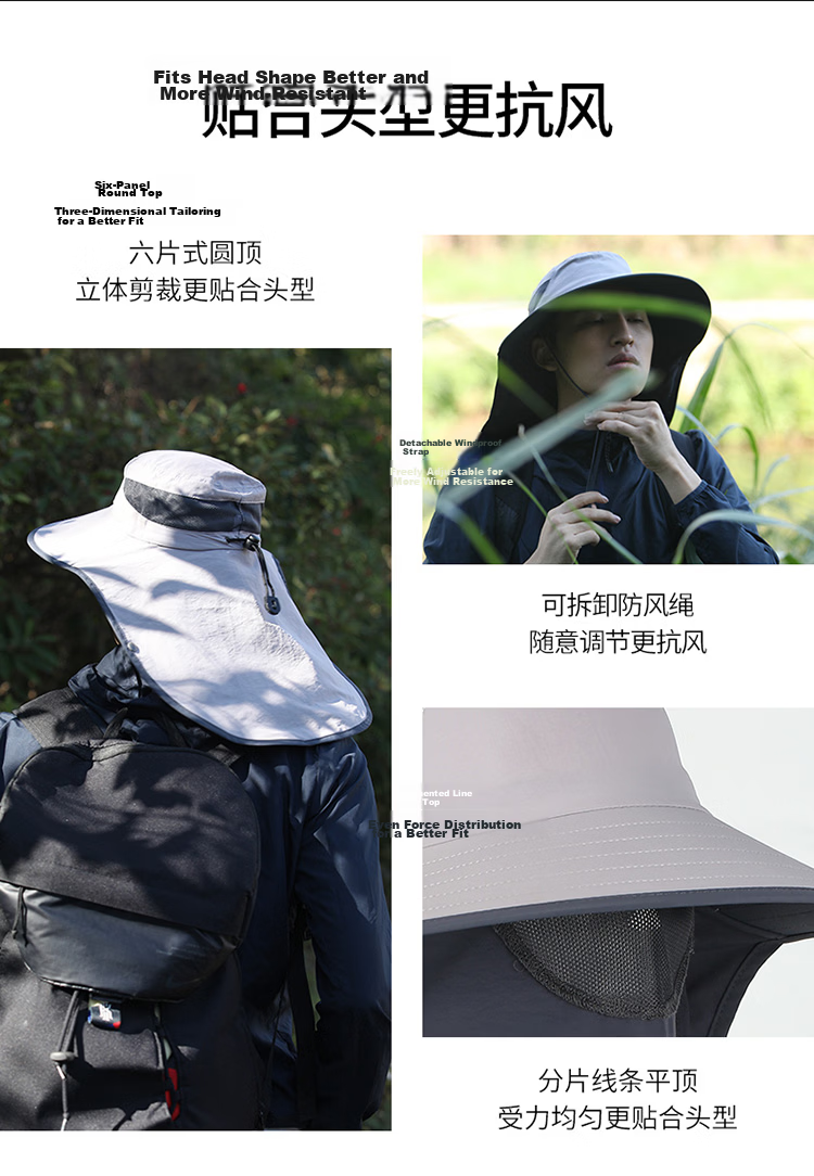 SupFire Outdoor Sunshade Hat Summer Sun Protection Hat with Detachable Face Mask for Men and Women Cycling Fishing 08 9