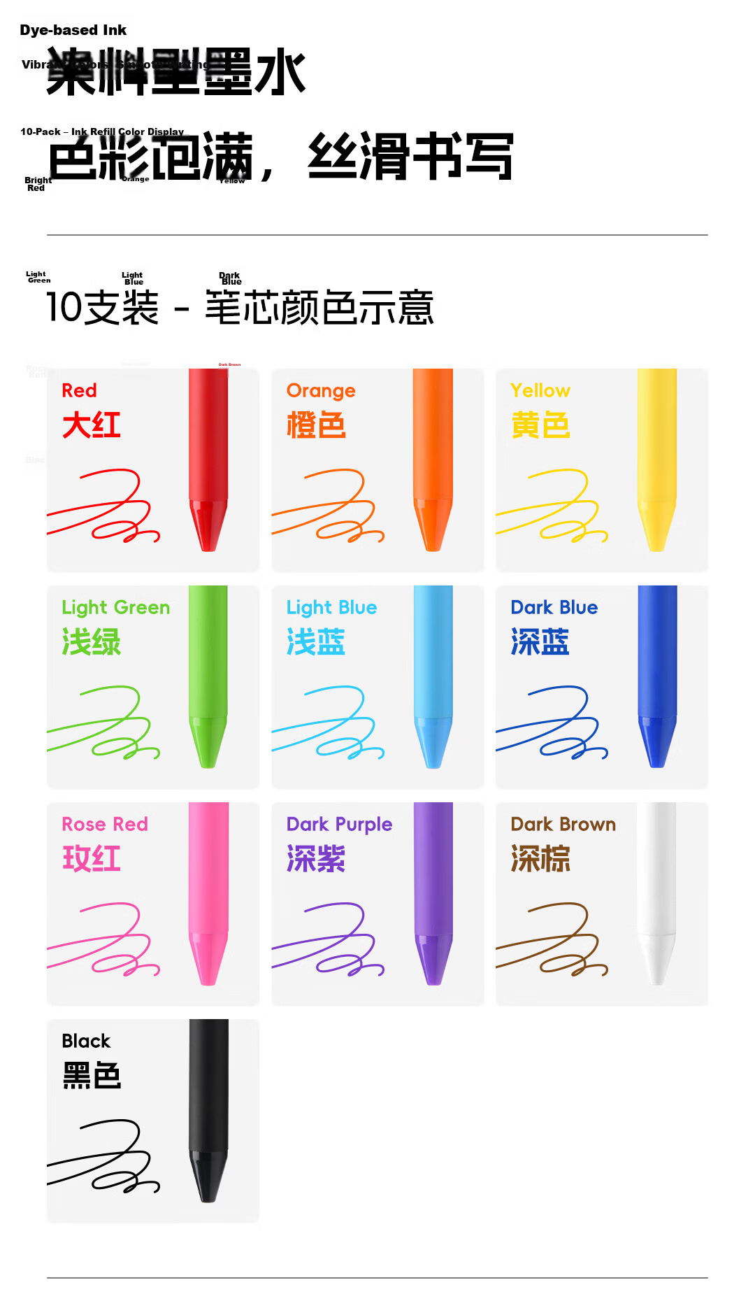 KACO Colorful 0.5mm Retractable Multi-Color Gel Pen Set, 10pcs/Box K1015 4