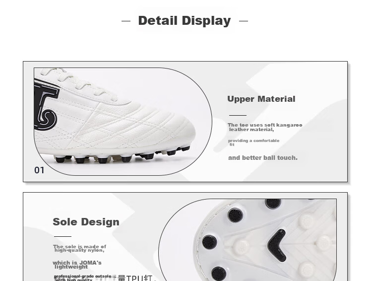 JOMA Kangaroo Leather Soccer Shoes for Men, Women, Adults, Children, Teenagers, Students MG Stud Soccer Match Training Shoes White Size 45 9