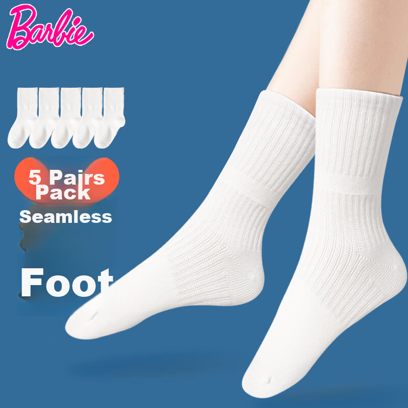 Barbie Kids Socks Student White Socks School Boys Spring Autumn Cotton Socks Girls White Summer Sports Short Socks