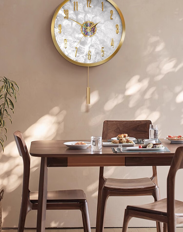 Timess Wall Clock for Living Room, Home Use, Automatic Time Synchronization, Radio-Controlled Clock, Shell Deer Head Design, 36cm 18