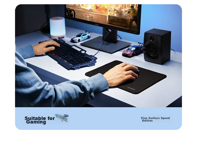UGREEN Gaming Mouse Pad, Extra Large Desk Mat with Fine Surface for Smooth Computer Use, Precision Edge-Locked Thickened E-Sports Desk Mat And Keyboard Pad, 800*300*4mm, Aurora Red 4