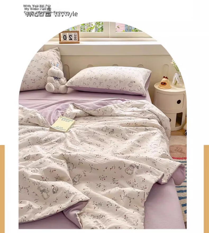 MUJI Class A Cotton Summer Quilt 100% Cotton Cooling Blanket Air-Conditioned Thin Quilt Core 200*230cm 9