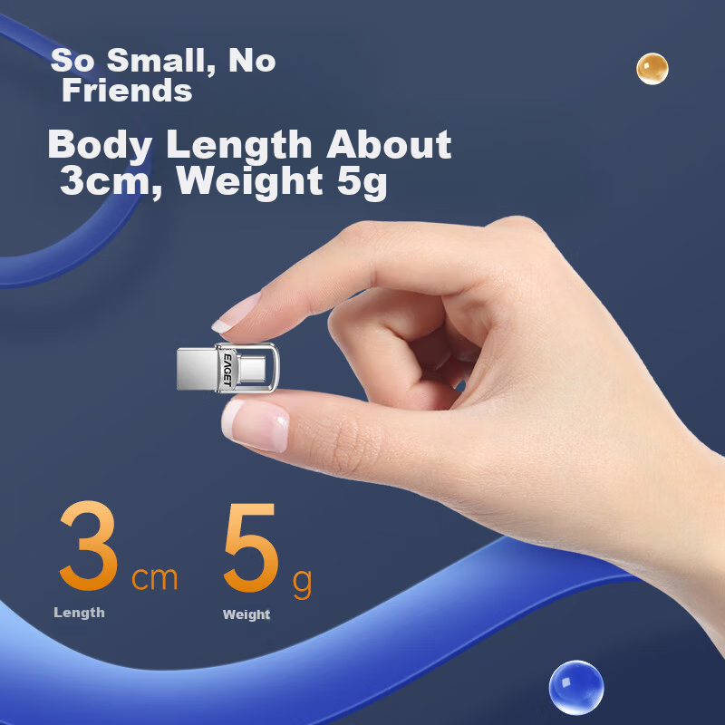 EAGET 128GB Dual-Interface USB3.2 Flash Drive CU20 High-Speed Read/Write Metal Mini Dual-Use for Android, Apple, PC, Laptop, Car Portable Thumb Drive 9